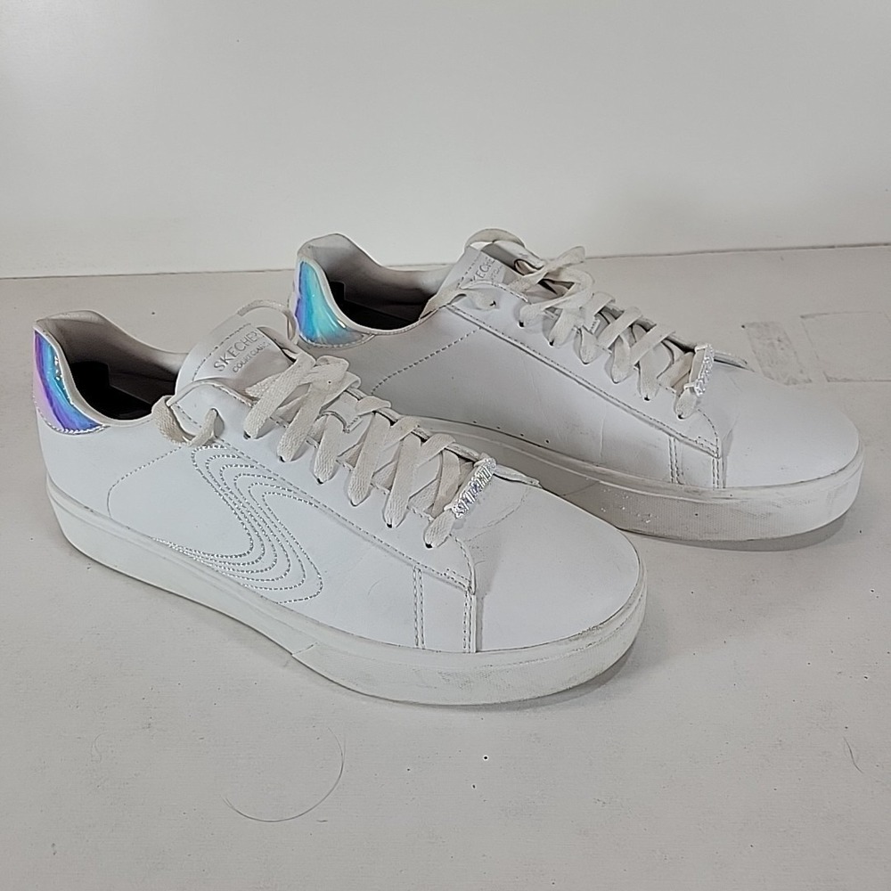 Skechers‎ Magical Dream White Court Shoes Women's Size 9.5 Iridescent Heels